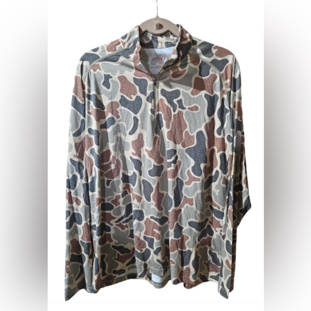 ORVIS Camo Half-Zip Pullover Shirt - Size XXL